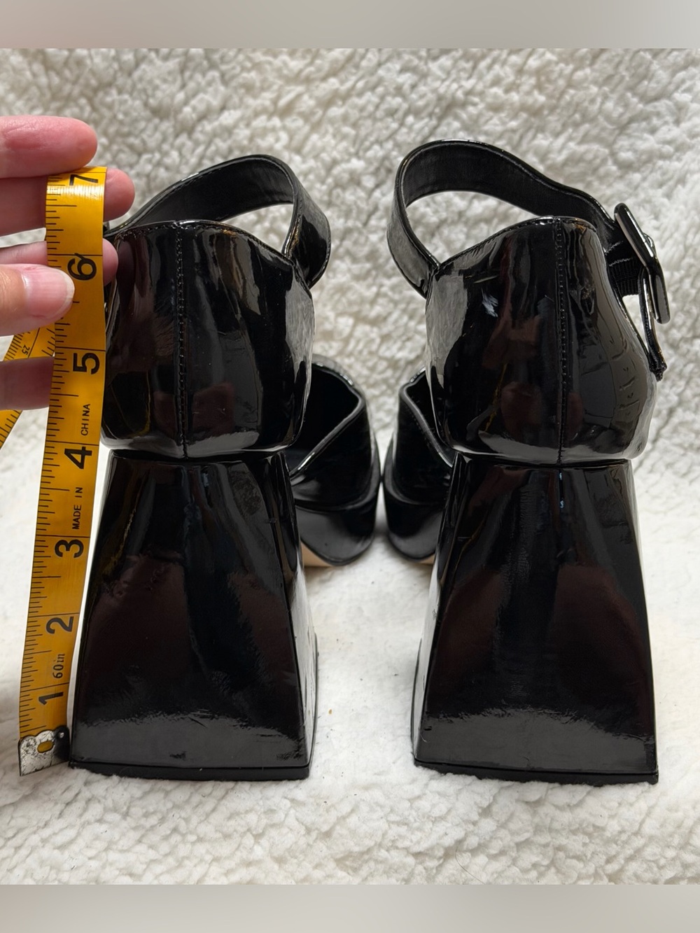 Circus by Sam Edelman Women's Black Patent Square Toe Block Heel Buckle Size 8 - Picture 6 of 12